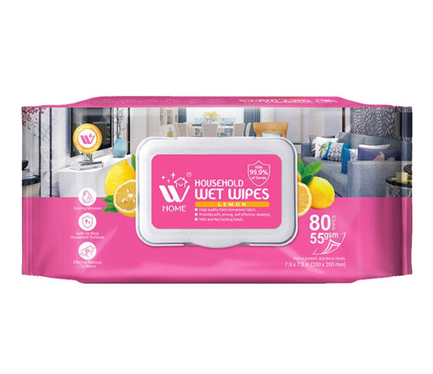 Household Wet Wipes Lemon, 80 Pcs | WBM HOME